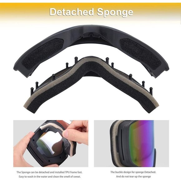 Women OTG Black Frame Sliver Anti Fog UV Protection Snowboard Goggles - Picture 4 of 9